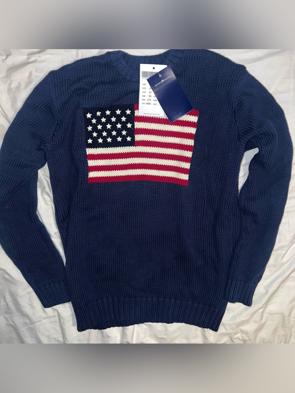 Brandy Melville American Flag Crewneck Sweater NWT